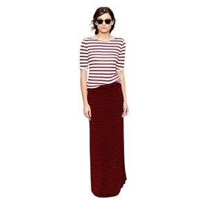 J. Crew Burgundy and Blue Striped Knit Maxi Skirt. Size XS #1870